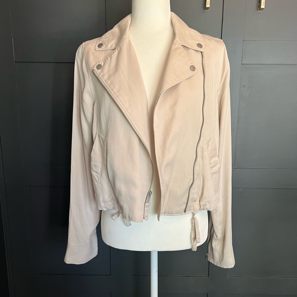 Abercrombie lightweight moto biker bomber jacket - cream